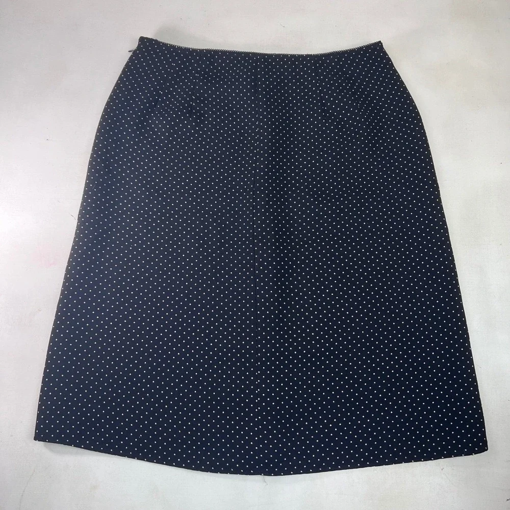 Ann Taylor LOFT Polka Dot Skirt Ruffle Trim Black White Size‎ 4 Career Classic